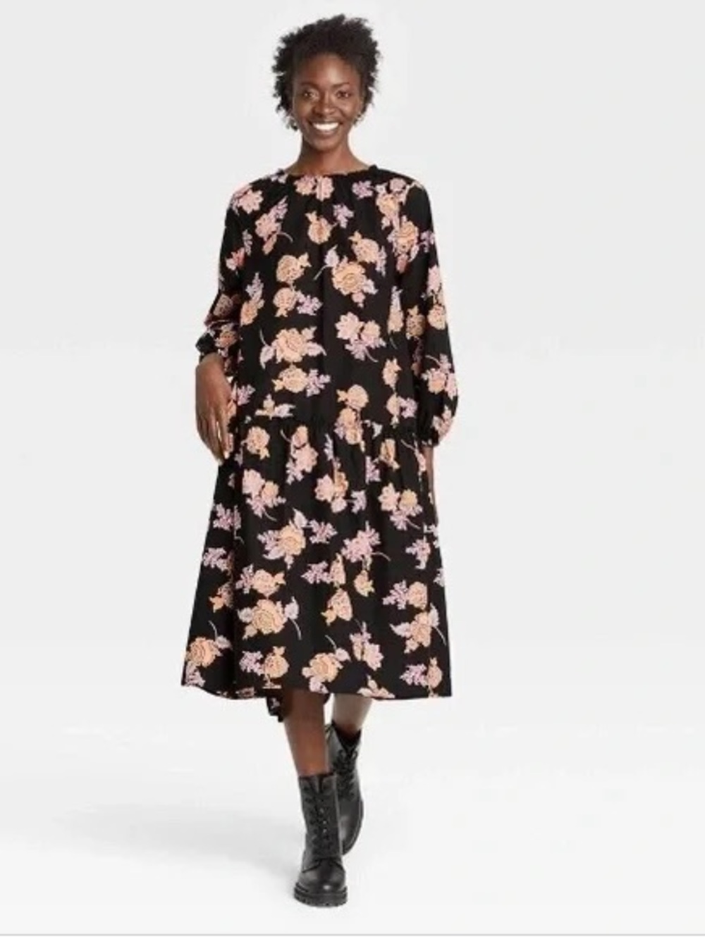 WWW Long-Sleeve Midi Dress
